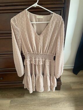 Blush Textured Ruffle Mini Dress